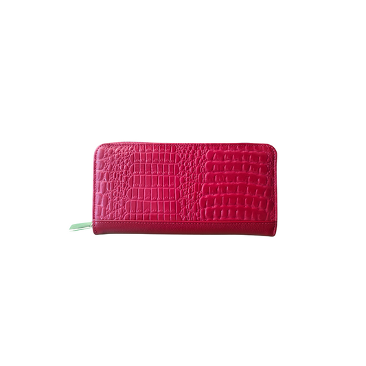 Billetera para mujer larga en cuero Ref. Moly color rojo