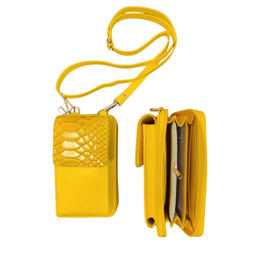 Billetera porta celular en cuero color Amarillo Ref Pandora